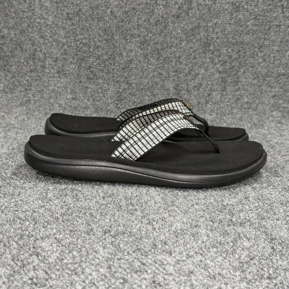 Teva Voya Sandals‎ Women's 11 Black White Athletic Summer Beach Thong Flip Flops